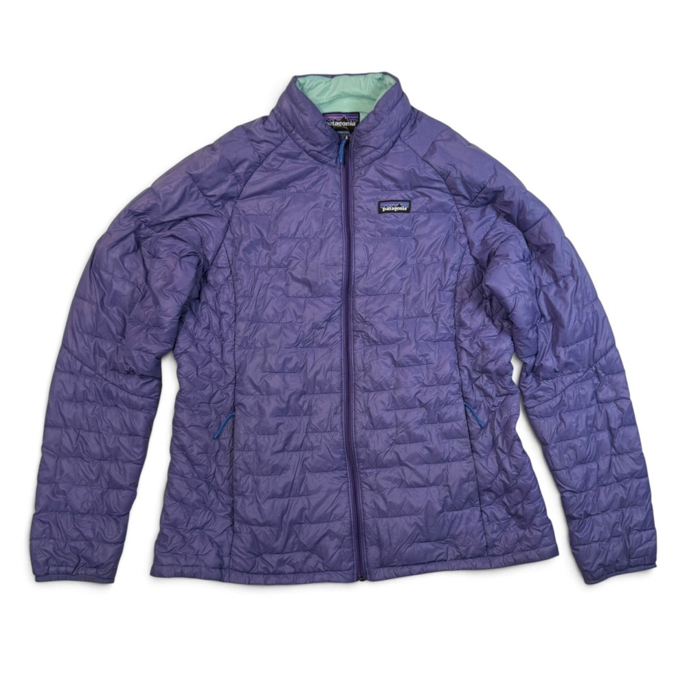 Patagonia Nano Puff Jacket Purple Women Large Quilted Insulated Full Zip Puffer